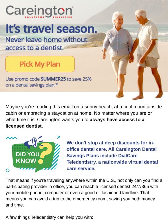 Save 25% and have a dentist in your back pocket!