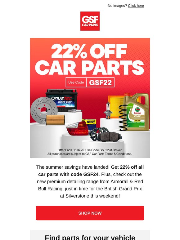 22% Off ALL Car Parts! Sale Now On!
