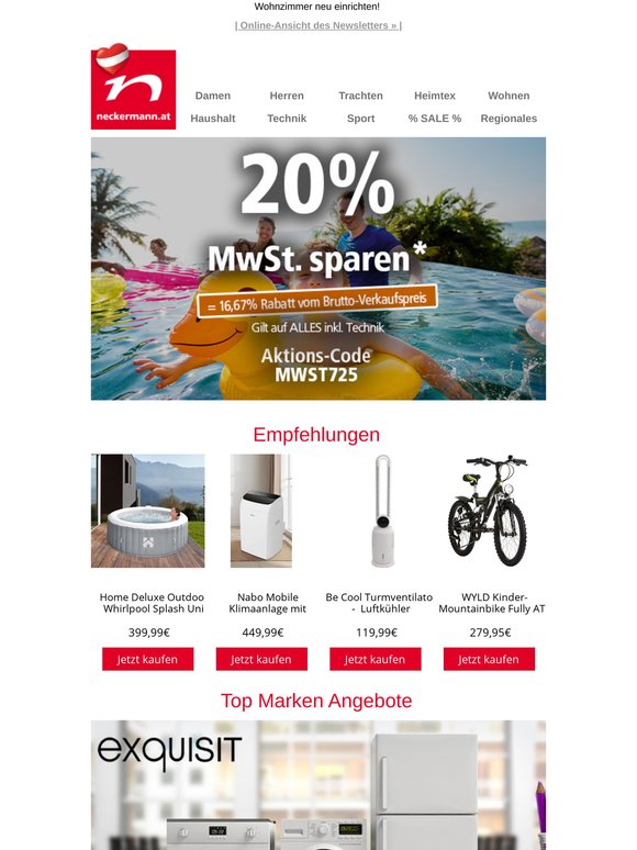 MEGA 🎉 20% MwSt. sparen auf die nächste Bestellung ☀️