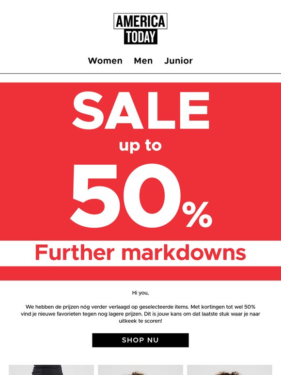 SALE UP TO 50%  Further markdowns