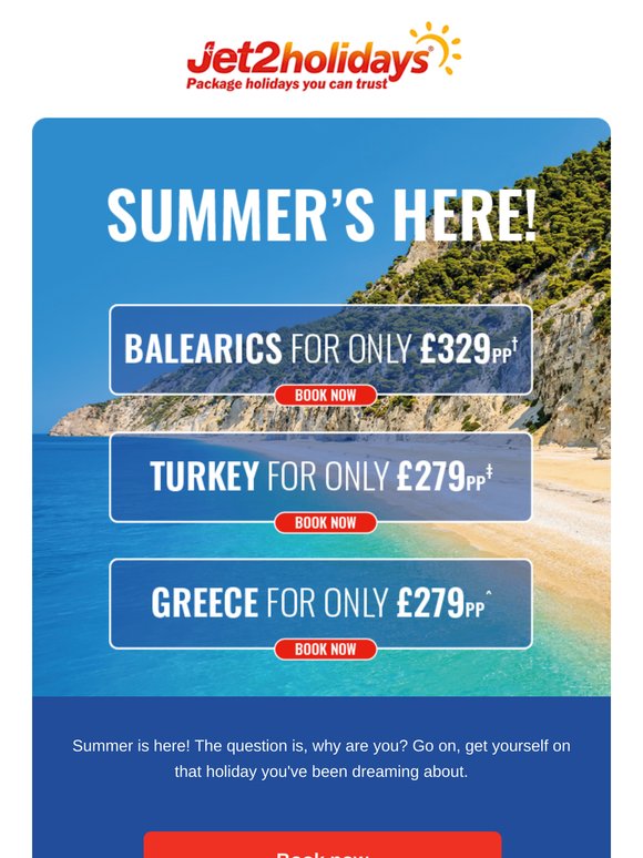 July and August holidays from £279pp‡