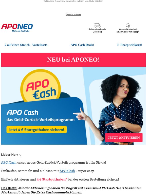 💰 NEU - APO Cash -  mit 4 € Startguthaben* sichern, Herr —! 💰
