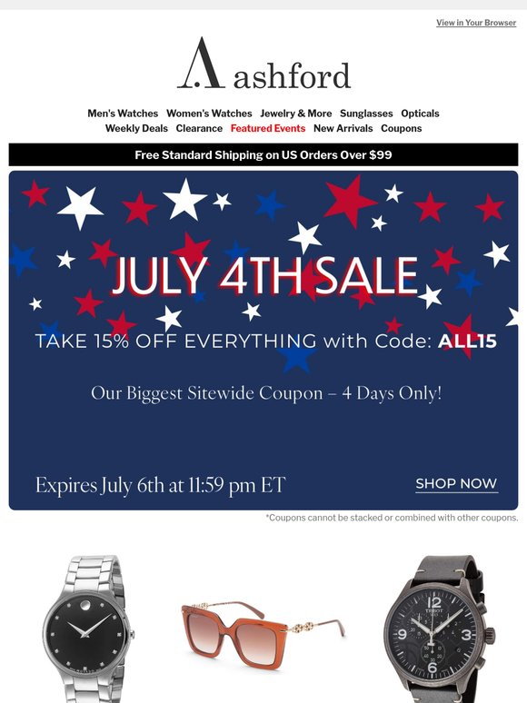 July 4th Celebration — 15% Off Everything!