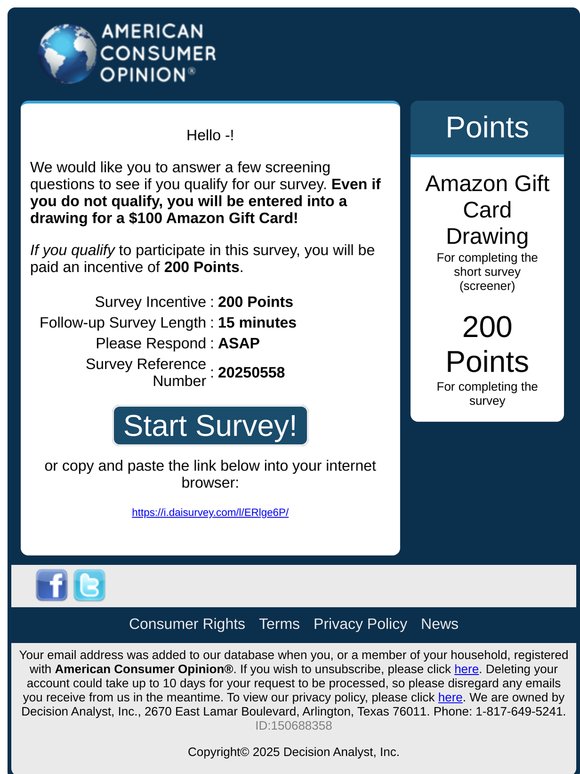Reminder: Exciting new survey for you!
