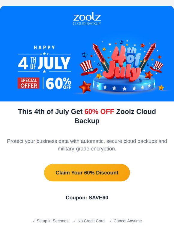Freedom Never Looked Better – 60% OFF All Zoolz Plans!