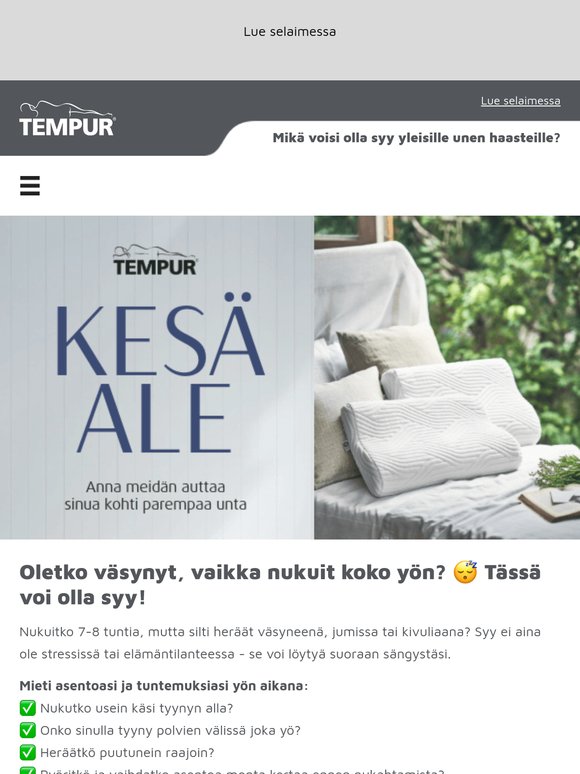 Heräätkö väsyneenä tai jumissa? TEMPUR voi olla avain parempaan uneen 🗝️💤