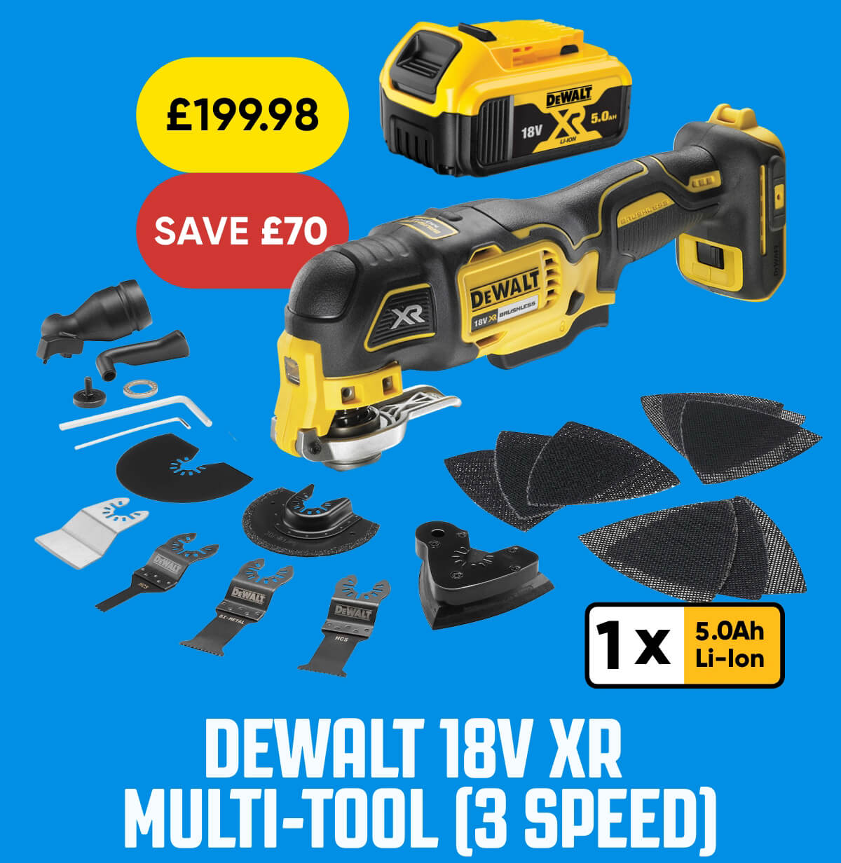 DeWalt DCS356 18V XR Multi-Tool (3 Speed) 1 x 5.0Ah