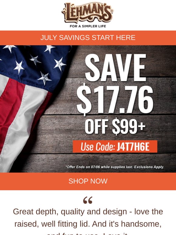 Happy 4th of July 🧨 Enjoy $17.76 Off Orders $99+