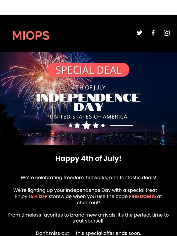 🎆 Celebrate Independence Day – Take 15% OFF