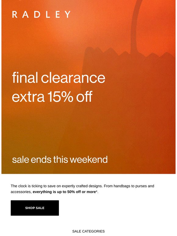 Up to 50% off ends this weekend