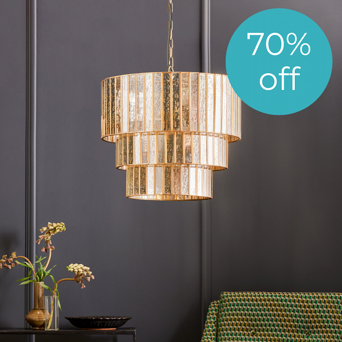 Three teired galactica chandelier in mercurised glass