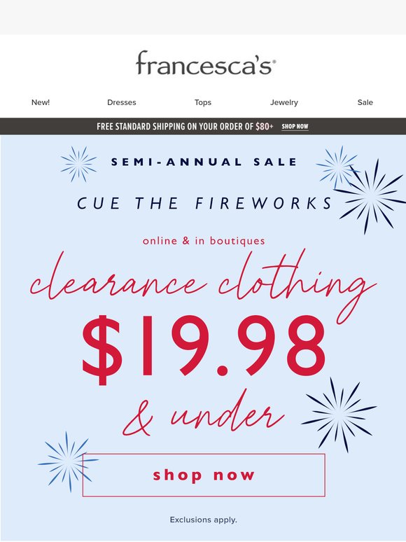 Cue The Fireworks! 💥 $19.98 & UNDER CLEARANCE!