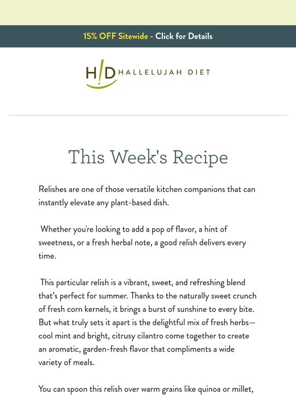 Weekly Recipe: Corn Tomato Relish