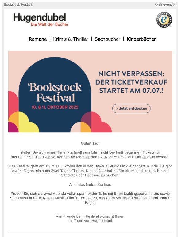 Bookstock Festival - der Ticketverkauf startet am 07.07.! 🤩