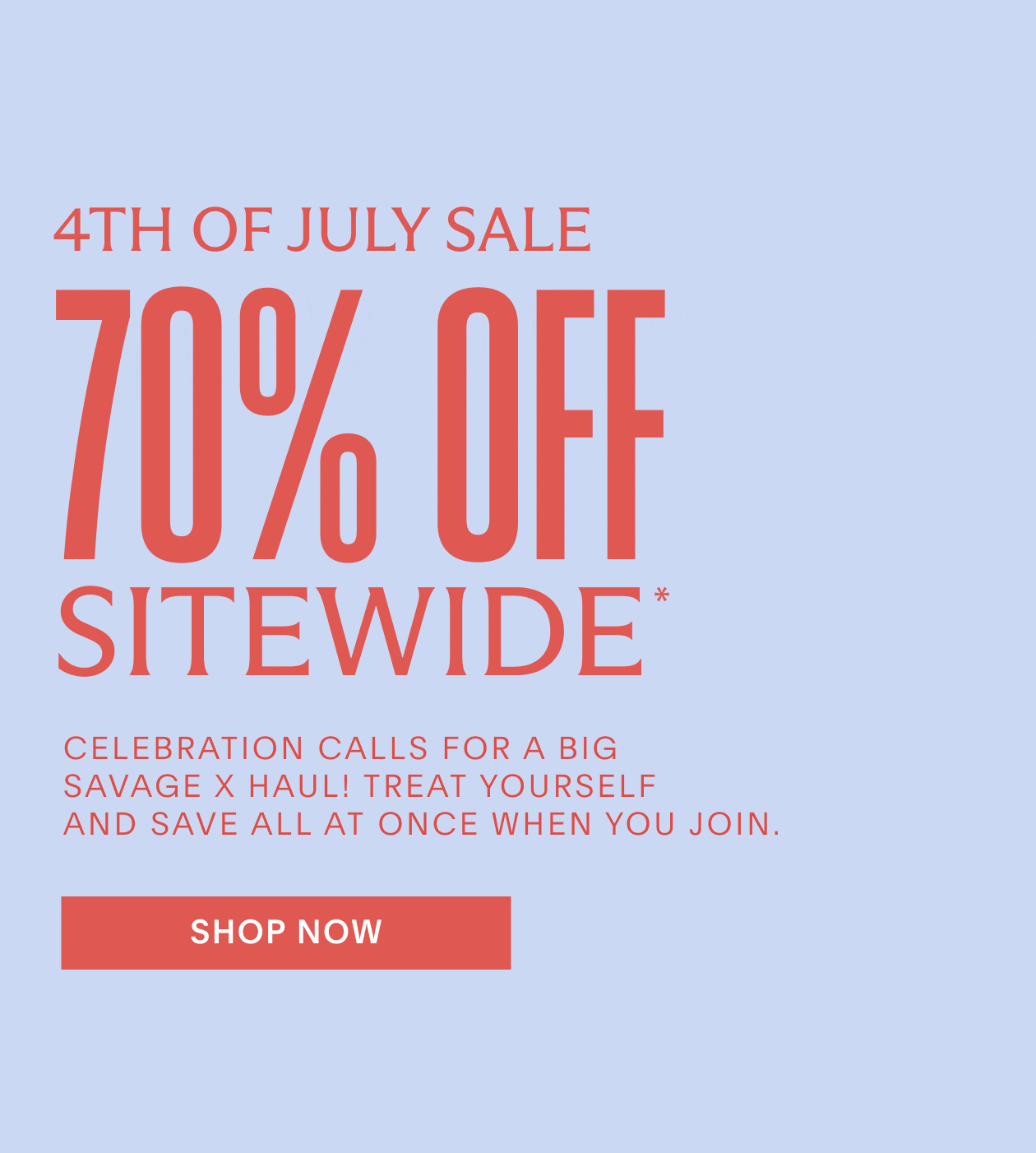 4th Of July Sale 70% Off Sitewide