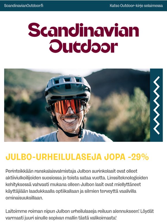 Julbo-aurinkolaseja tarjouksessa kymmenittäin!