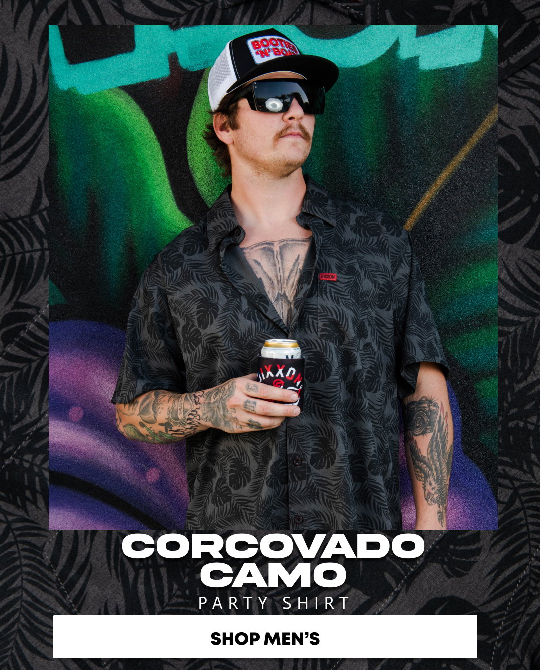Men's Corcovado Camo Party Shirt - Black/Gray
