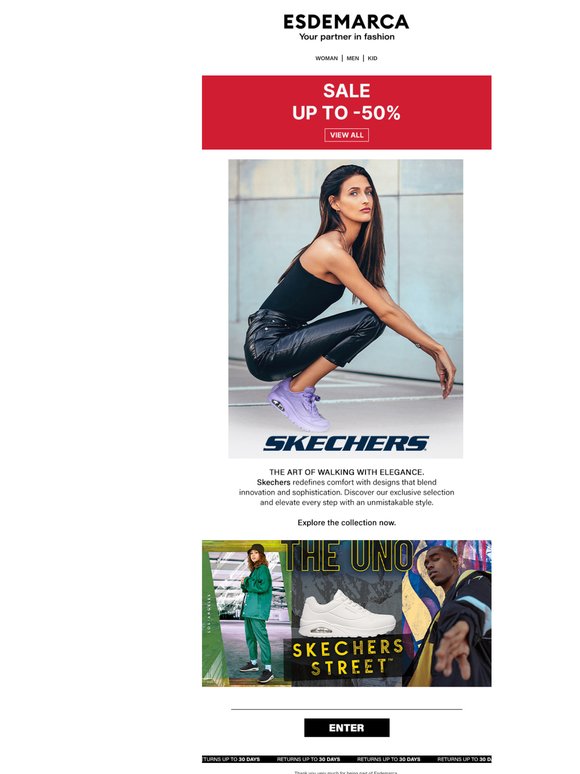 Sales on Skechers. Comfort that accompanies your everyday 🔝