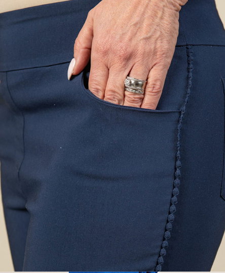 Pull-On Capri with Pom-Pom Trim