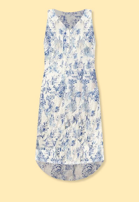 Sleeveless Hi-Low Dress with Lace Overlay
