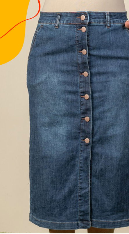 Denim Daisy Button Down Skirt