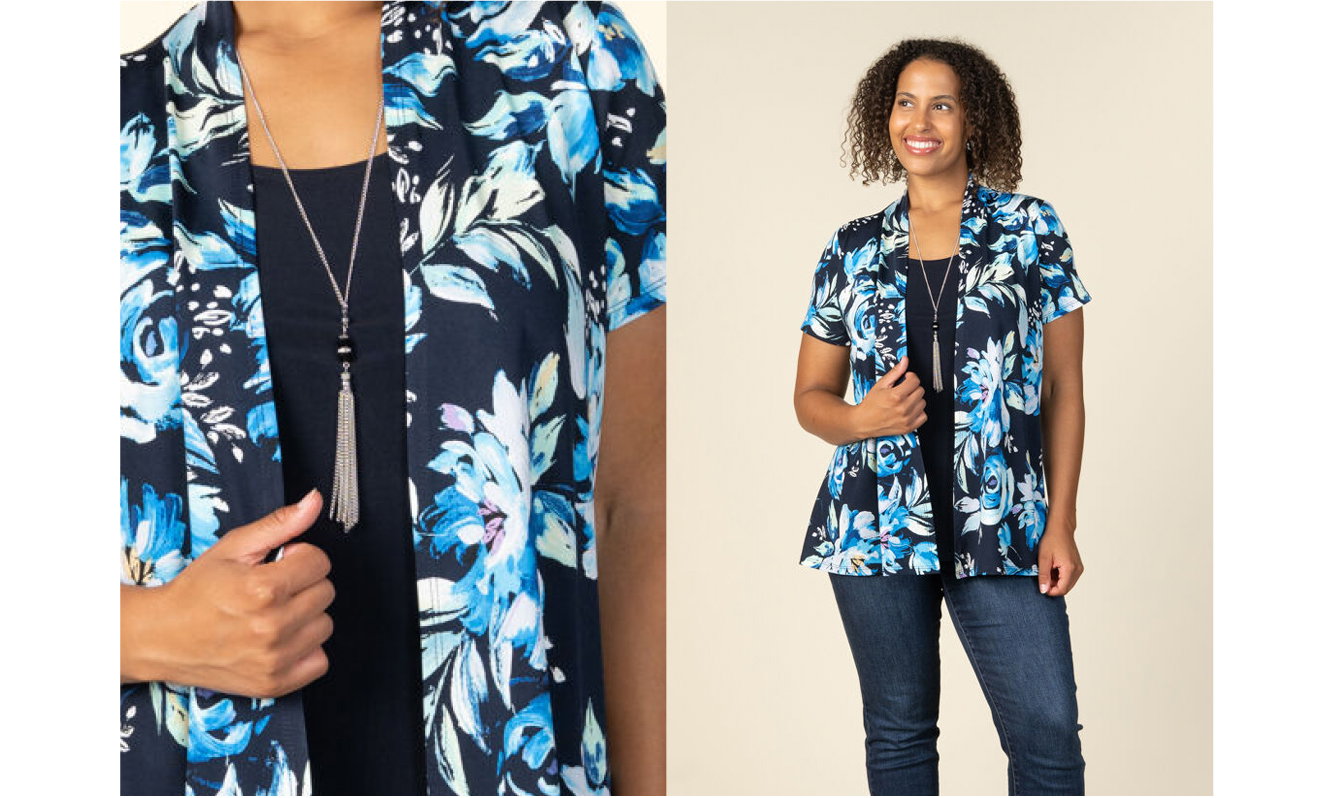 Short Sleeve Fooler Top With Floral Print