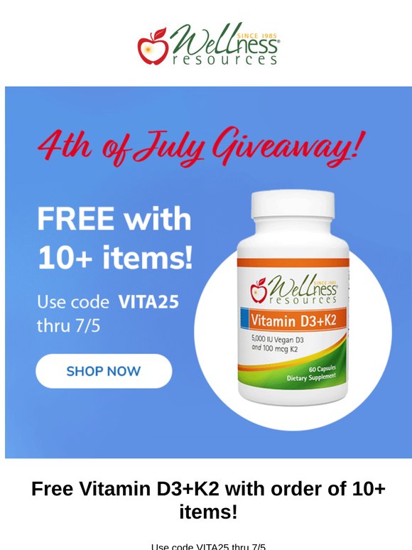 Ends Tonight: Free Vitamin D3+K2