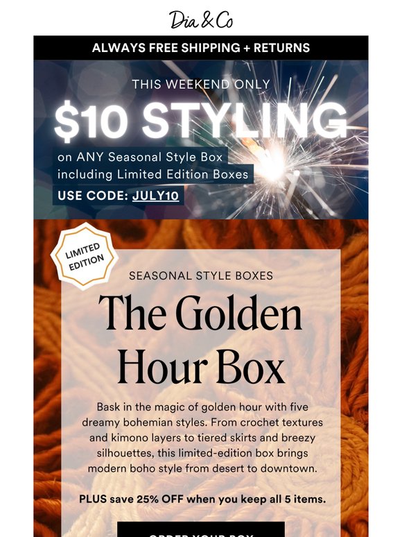 5 Boho Styles, 1 Dreamy Box. 50% Off Styling