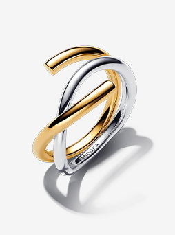 Organically Shaped Two-tone Double Ring