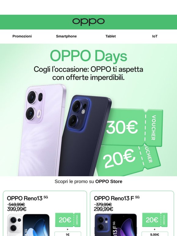 Risparmia con le promo degli OPPO Days!