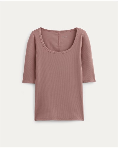 [Image]The Luxe Rib Scoop-Neck Tee | Rose Dusk
