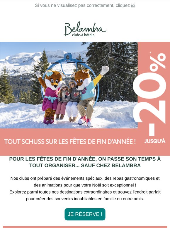 🎁 Fêtes de fin d'année : jusqu'à -20% sur votre séjour !