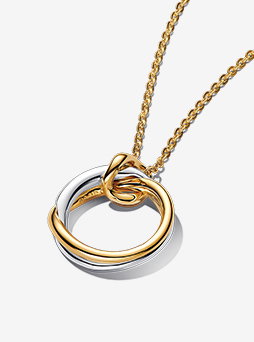  Organically Shaped Two-Tone Pendant Necklace