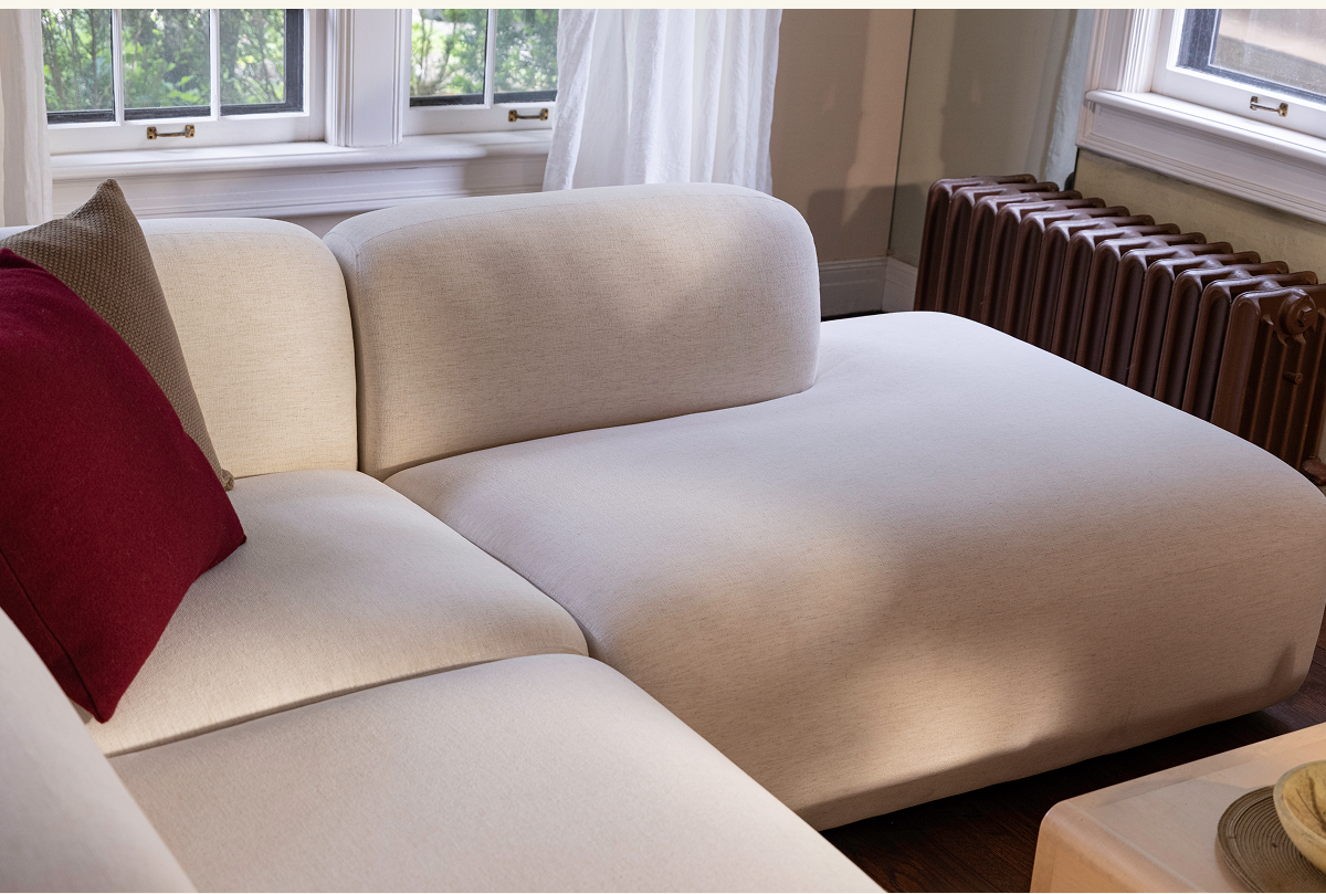 Pictured: The Soft Serve Sectional in Snow (Nomad) by Crypton.