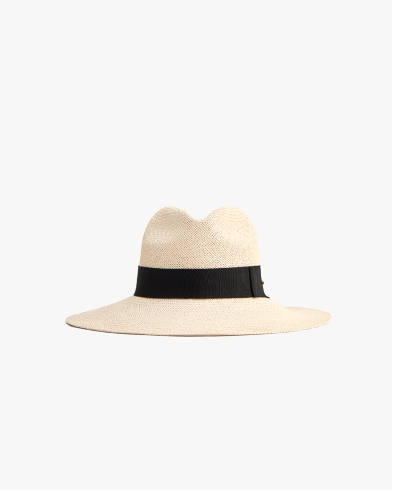 Packable Wide Brim Ecuador Hat Natural/ Black