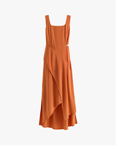 Silk Cut Out Dress Burnt Orange