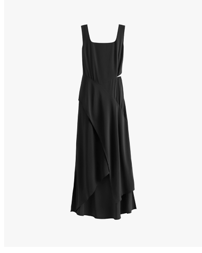 Silk Cut Out Dress Black