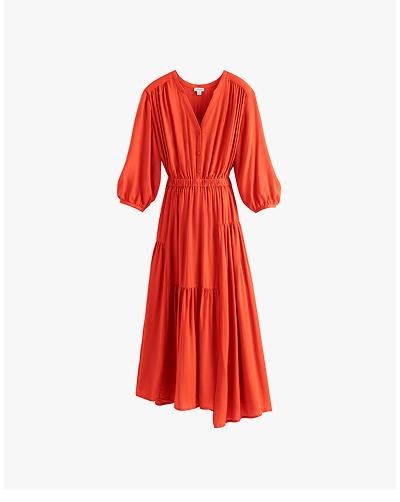 Tencel Gathered Panel Dress Lipstick
