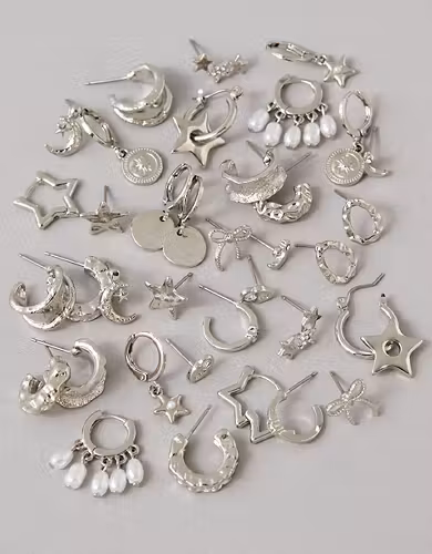 AEO Silver Star Earrings 18-Pack