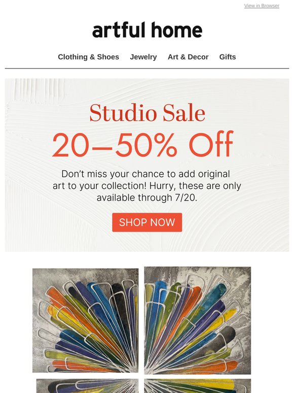 Studio Sale! 20–50% Off Unique Pieces