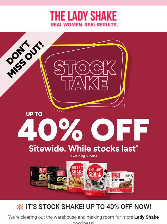 It's Stock Shake! Up To 40% Off Sitewide now