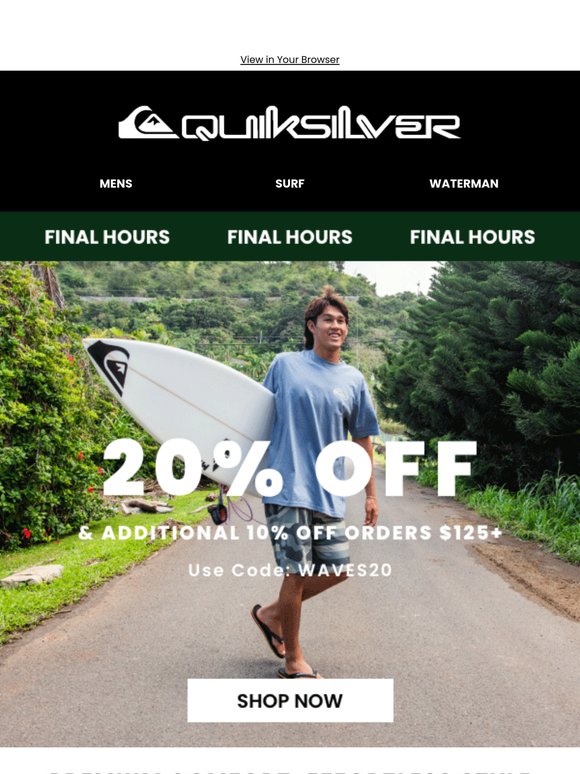 Last Call: 20% Off Ends Tonight