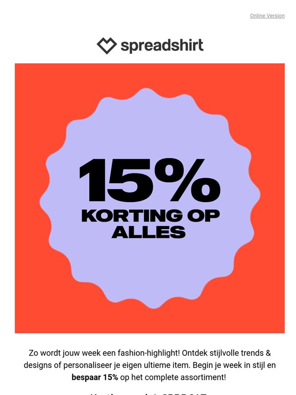 NU profiteren: 15% korting op alles