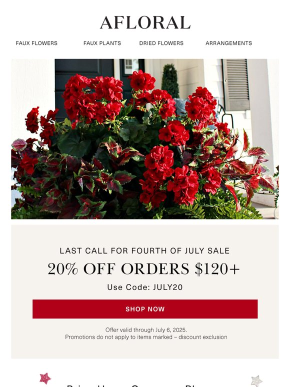 Last Chance: 20% Off Orders $120+
