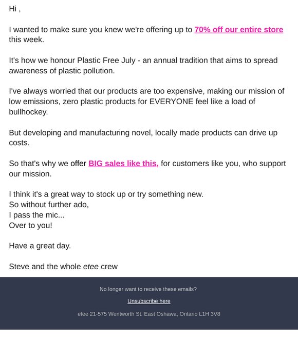 A gift for you.... Up to 70% off storewide