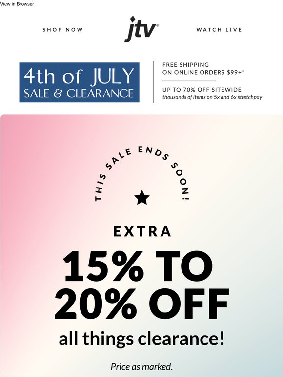 , there's still time to save an extra 20%!