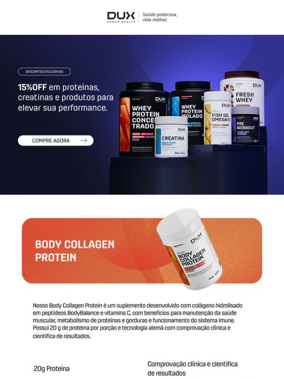 Desconto duplo em proteínas e creatinas. Aproveite! 🏃‍♂️