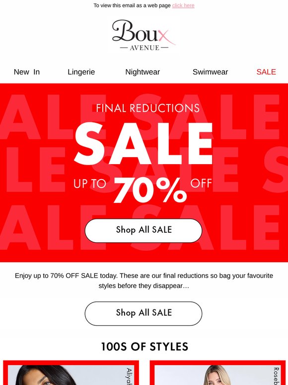It’s here: SALE Final Reductions up to 70% OFF