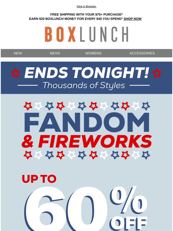 Save up to 60% before the fireworks fizzle out tonight 💥