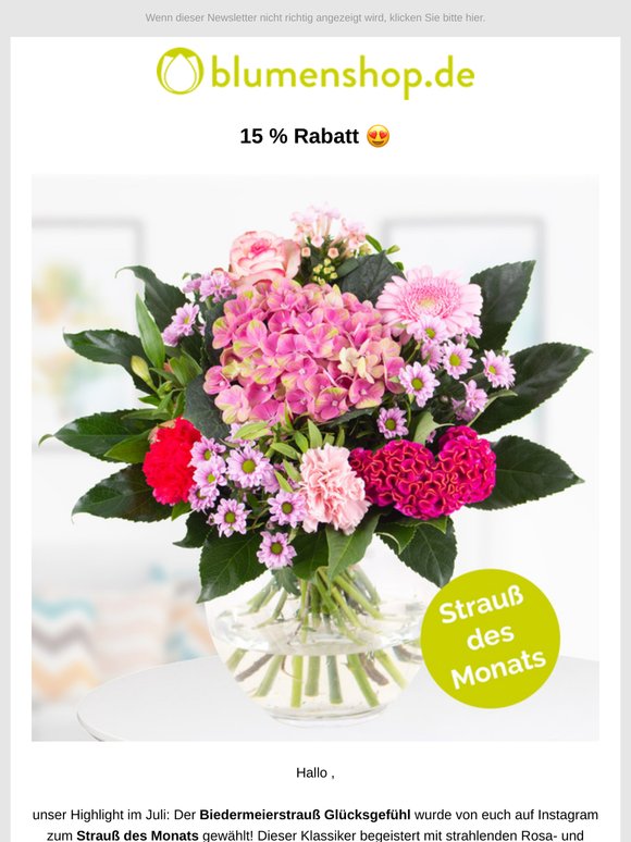 15 % Rabatt auf den Strauß des Monats, ! 💐